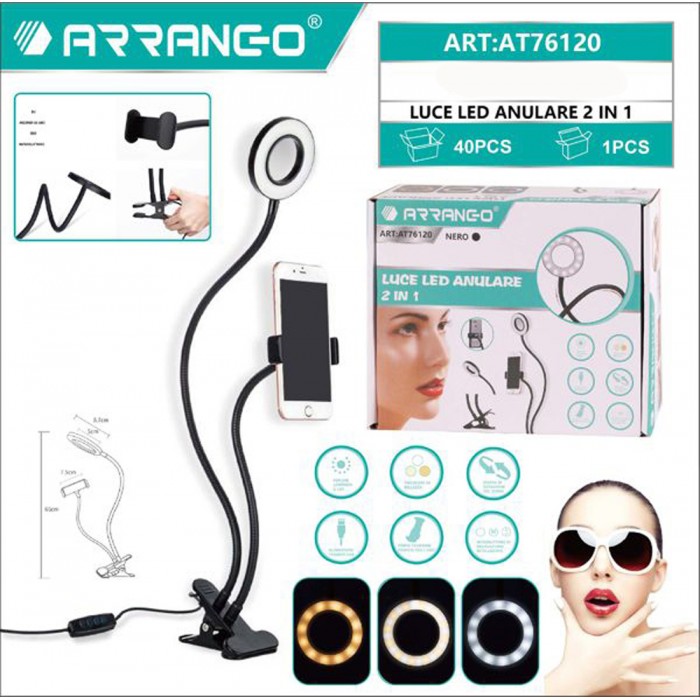 Βάση Στήριξης Κινητού με Ring Light 65cm Arrango AT76120