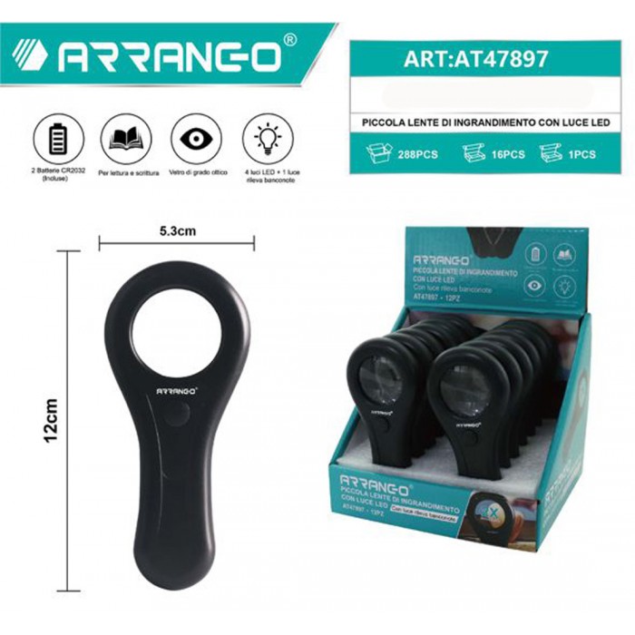 Μεγενθυτικός Φακός με 4 LED 5.3x12cm Arrango AT47897