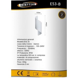 Μοντέρνο Φωτιστικό Τοίχου με Ντουί G9 Άσπρο 10x33cm Universo E53-B