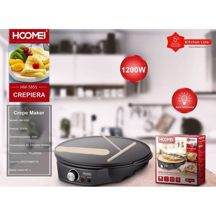Αντικολλητική Κρεπιέρα 1200W 36x32.5x6.5cm Hoomei HM-5855B