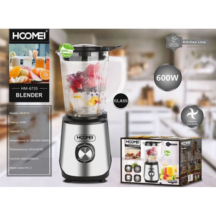 Μπλέντερ 1.7lt 600Watt Inox Hoomei HM-6735