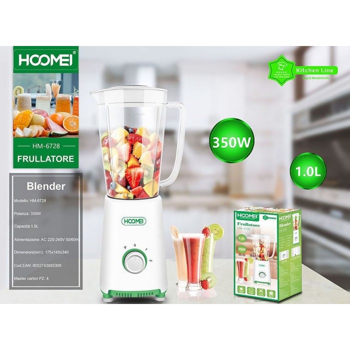 Μπλέντερ 1lt 350Watt Λευκό Hoomei HM-6728