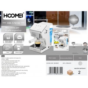 Μηχανή Espresso 1050W Πίεσης 15bar Λευκή Hoomei HM-5785W 