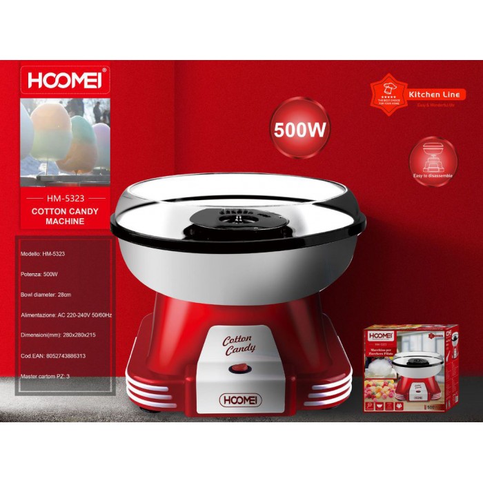 Μηχανή για Μαλλί της Γριάς 28cm Κόκκινη Hoomei HM-5323