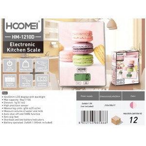 Ψηφιακή Ζυγαριά Κουζίνας 1gr/5kg Πολύχρωμη 210x150x17mm Hoomei ΗΜ-1210D