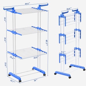 Πτυσσόμενη Απλώστρα Κρεμάστρα Ρούχων 126x64x170cm General Trade 775511