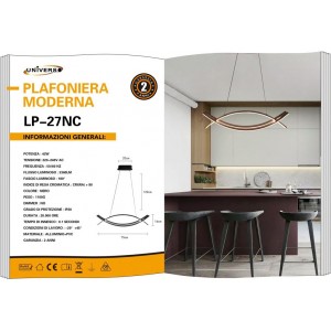 Μοντέρνο Φωτιστικό οροφής LED 42W 3360Lm Μαύρο Universo LP-27NC 