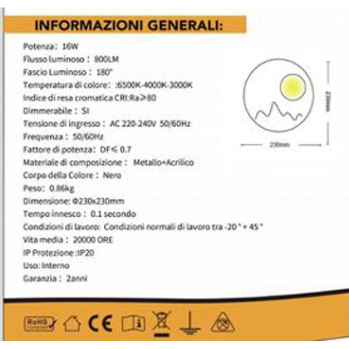 Φωτιστικό Απλίκα LED Τοίχου Moon 23cm ForHome 759275