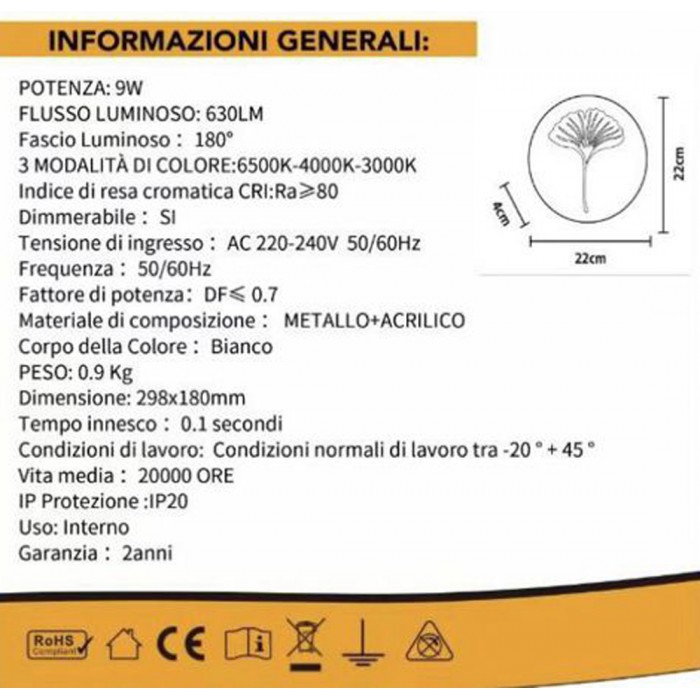 Φωτιστικό Απλίκα LED Τοίχου 9W 630LM 22x4x22cm ForHome 759470