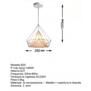 Κρεμαστό Φωτιστικό Μεταλλικό E27 25x100cm Universo