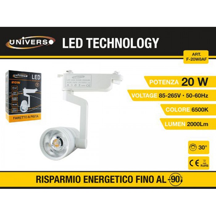 LED Φωτιστικό Οροφής 20W 6500K 2000LM Λευκό Χρώμα Universo F-20W8AF