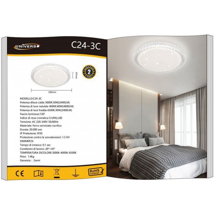 LED πλαφονιέρα οροφής 50cm 3C 3000K 4000K 6500K μοντέρνο φωτιστικό