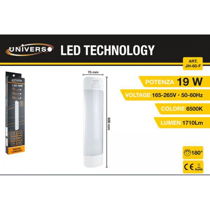 Φωτιστικό Σκαφάκι με Ενσωματωμένο LED 19W 60cm Universo JH-60-F