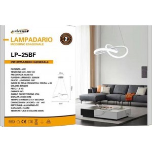 Κρεμαστό Φωτιστικό LED Λευκό Universo LP-25BF
