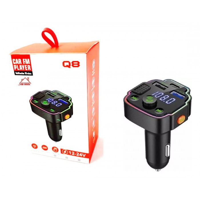 Φορτιστής Αυτοκινήτου 20W FM Transmitter με Bluetooth ForHome Q8 12-24V