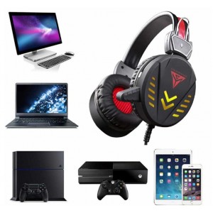Ενσύρματα Gaming Stereo Ακουστικά USB με Φωτάκι Led Light Μαύρο ForHome 243004