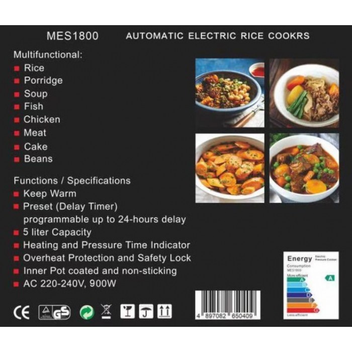 Rice Cooker με Χωρητικότητα 5 λίτρα 900w Automatic Electric ForHome 117001 