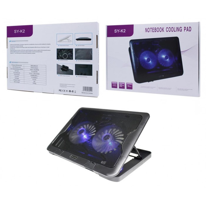 Cooling Pad για Laptop έως 17" με 2 Ανεμιστήρες και Φωτισμό ForHome 605035