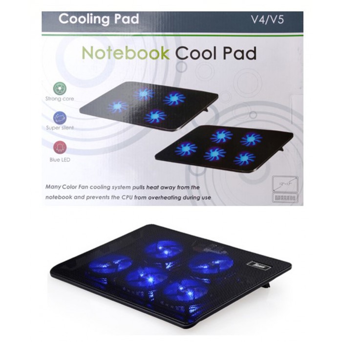Αντιολισθητικό Cooling Pad για Laptop & Notebook έως 17" με 5 Ανεμιστήρες και Φωτισμό ForHome 605036