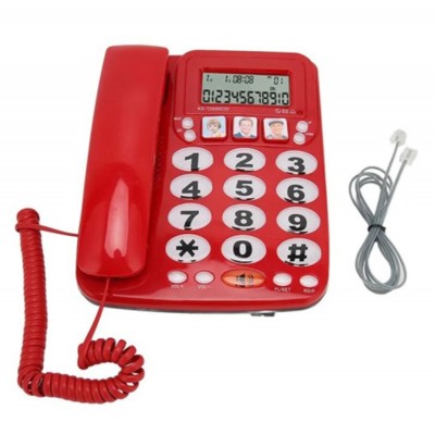 Ενσύρματο Τηλέφωνο Γραφείου με Μεγάλη Οθόνη Κόκκινο ForHome 606004