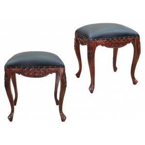 Σκαμπό Ξύλινο Σκαλιστό απο Μαόνι 42x37x47cm ForHome 100075