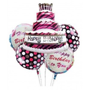Σετ Μπαλόνια Foil σχέδιο Happy Birthday Πολύχρωμα 5 τεμαχίων