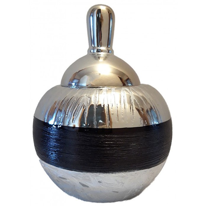 Φοντανιέρα Κεραμική με Καπάκι 15.5x15.5x19.5cm Ασημί Καρβούνης SA17452 