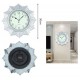 Ρολόι Τοίχου Στρογγυλό Πλαστικό Σχέδιο Flower Silver 30cm