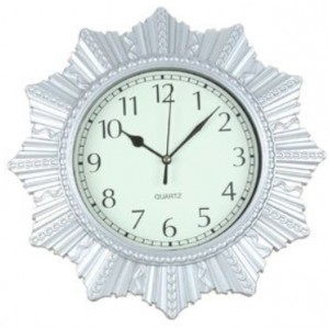 Ρολόι Τοίχου Στρογγυλό Πλαστικό Σχέδιο Flower Silver 30cm