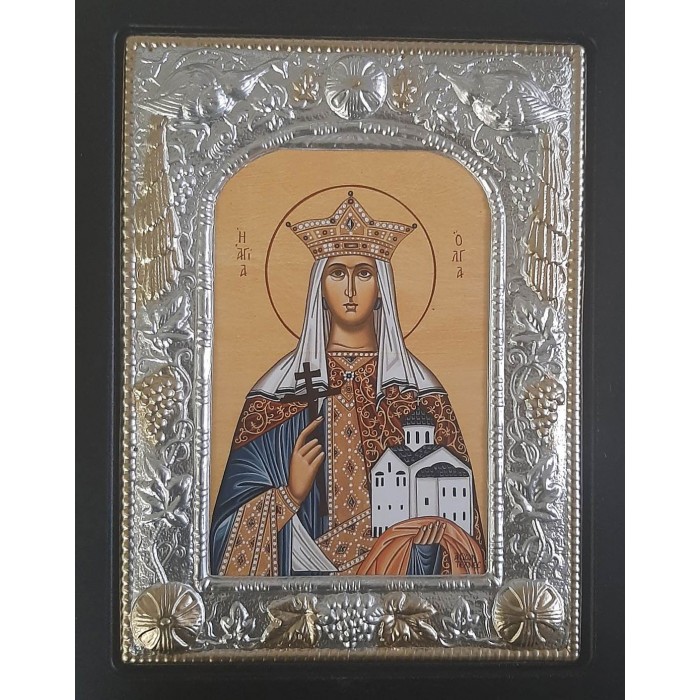 Εικόνα Ξύλινη Επίχρυση Αγία Όλγα 19x24εκ.