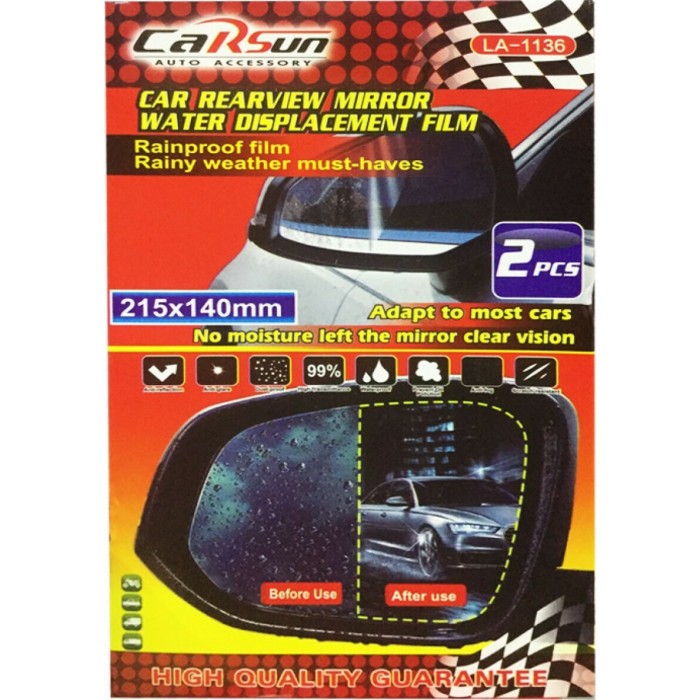 CarSun LA-1136 Αδιάβροχες Μεμβράνες για τους Πλαινούς Καθρέπτες του Αυτοκινήτου Anti-Glare Σετ 2 Τμχ 