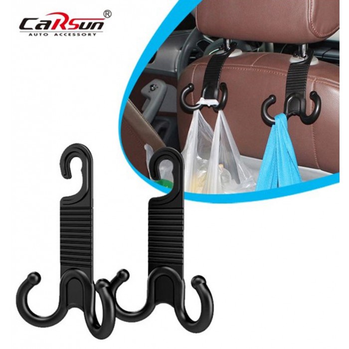 Carsun LA-8878 Σετ Κρεμάστρες Αυτοκινήτου 8x14εκ. Πλαστικές 2τμχ
