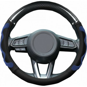 Carsun Κάλυμμα Τιμονιού Αυτοκινήτου 8581 με Διάμετρο 37-38εκ. από Δερματίνη Μπλε