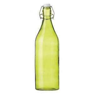 Μπουκάλι γυάλινο τετράγωνο 1 λίτρο πράσινο 7.5x7.5x31εκ.