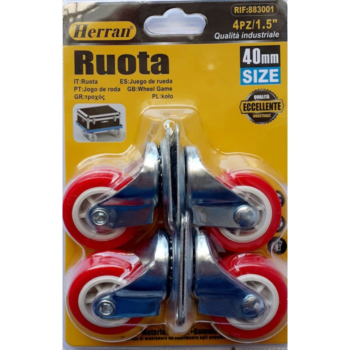 Herran 883001 Σετ Ρόδα Περιστρεφόμενη Φ40mm x 22mm 4 τεμαχίων