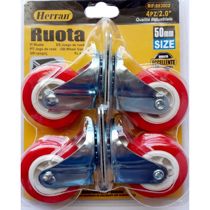 Herran 883002 Σετ Ρόδα Περιστρεφόμενη Φ50mm x 21mm 4 τεμαχίων