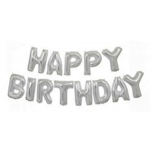 Σετ Μπαλόνια Foil σχέδιο Happy Birthday Ασημι 43cm 13 τεμαχίων