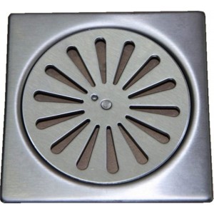 Σχαράκι Μπάνιου Σιφόνι Δαπέδου Τετράγωνο Inox Περιστρεφόμενο 12x12εκ.
