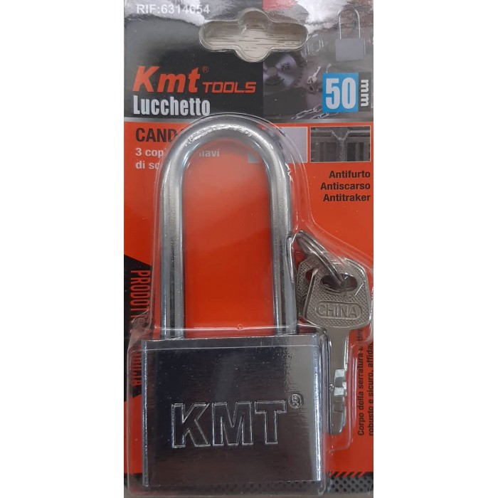 Kmt Tools 6314654 Λουκέτο Ασφαλείας Πέταλο Ασημί με 3 Κλειδιά 50mm