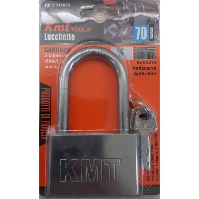 Kmt Tools 6314656 Λουκέτο Ασφαλείας Πέταλο Ασημί με 3 Κλειδιά 70mm