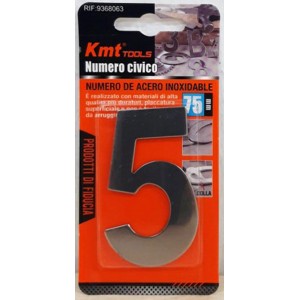 KMT 9368063 Μεταλλικός Ινοξ Αυτοκόλλητος Αριθμός Νο5 4.5x7.5cm