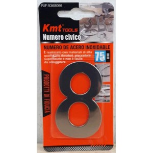 KMT 9368066 Μεταλλικός Ινοξ Αυτοκόλλητος Αριθμός Νο8 4.5x7.5cm