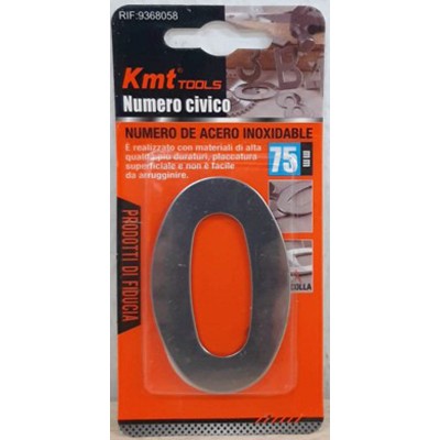 KMT 9368058 Μεταλλικός Ινοξ Αυτοκόλλητος Αριθμός Νο0 4.5x7.5cm