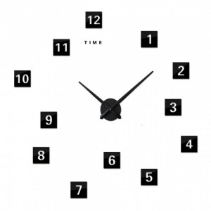 Ρολόι Τοίχου Αυτοκόλλητο 3D DIY Με Αριθμούς 80x80cm Black Time