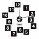 Ρολόι Τοίχου Αυτοκόλλητο 3D DIY Με Αριθμούς 80x80cm Black Time