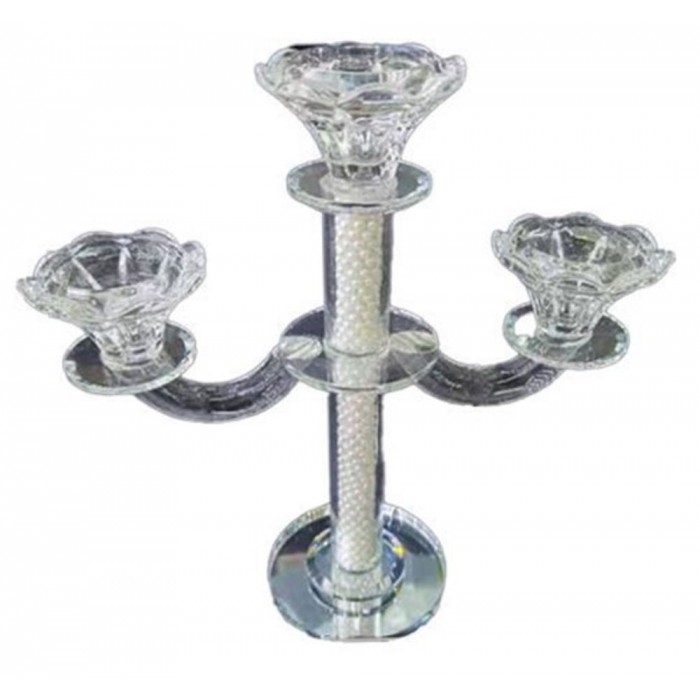 Κηροπήγιο Κρυστάλλινο 3 θέσεων 25.5cm Ice Diamond