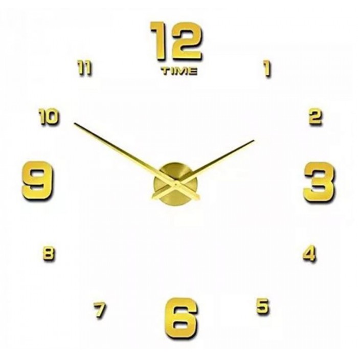 Ρολόι Τοίχου Αυτοκόλλητο 3D DIY Με Αριθμούς 80x80cm Gold Time