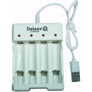 USB Φορτιστής 4 Μπαταριών Ni-Cd/Ni-MH Μεγέθους AA/AAA σε Λευκό χρώμα DX-0604U
