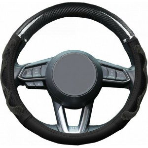 Carsun Κάλυμμα Τιμονιού Αυτοκινήτου 8581 με Διάμετρο 37-38εκ. από Δερματίνη Μαύρο