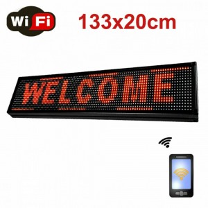 WiFi Κυλιόμενη Πινακίδα LED Μονής Όψης Αδιάβροχη SDS-8793 133x20cm Κόκκινο